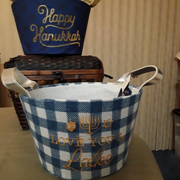 Pair of Better Living Storage Hanukkah Latke Storage Baskets Canvas Handles New - Picture 2 of 10